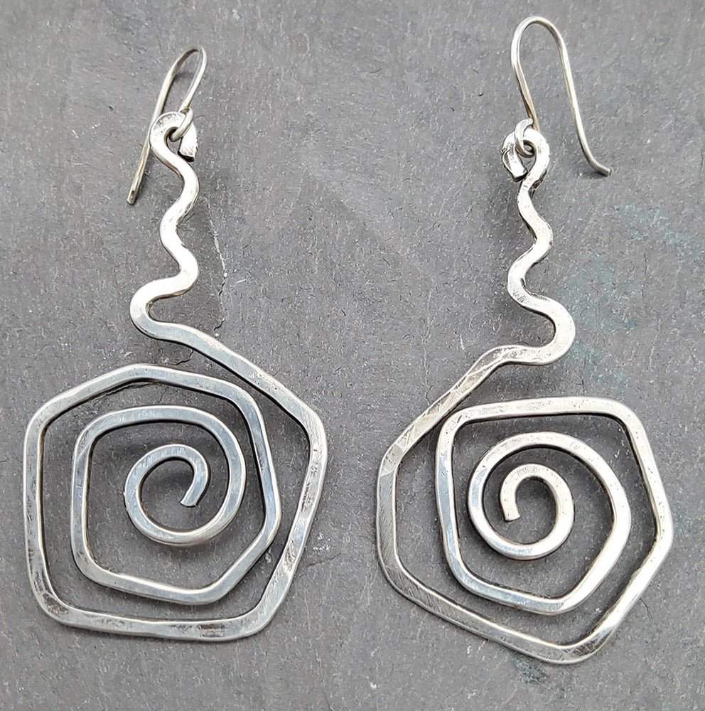 Sterling Silver Wobbly Spiral Earrings