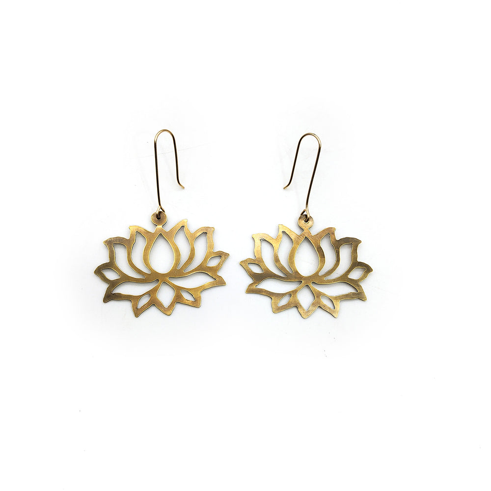 Brass Lotus Earrings