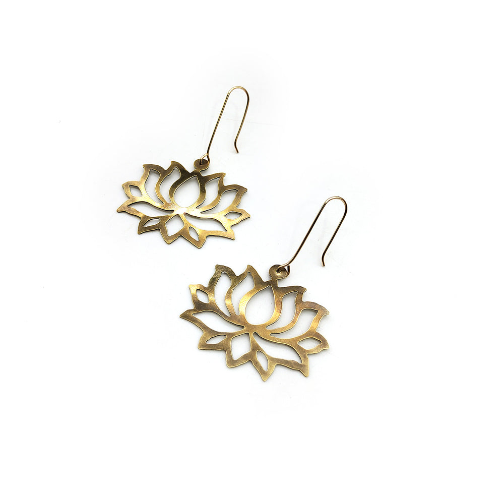 Brass Lotus Earrings