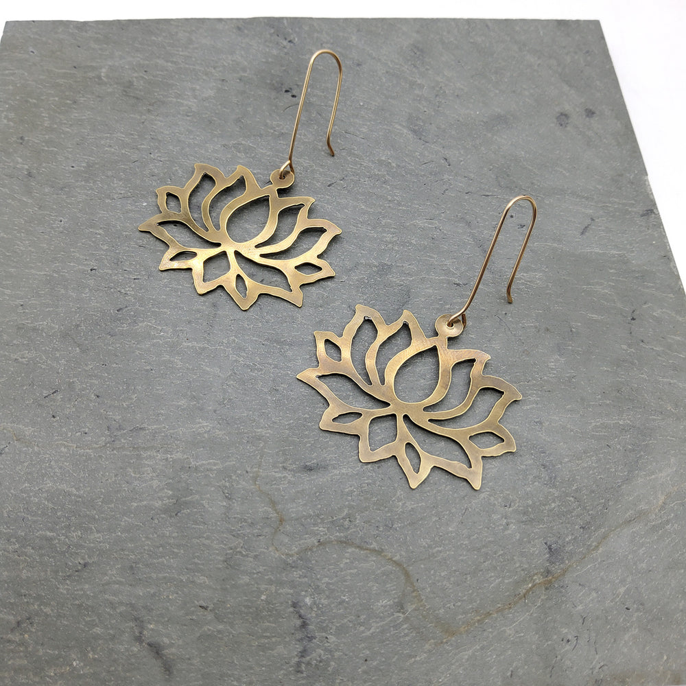 Brass Lotus Earrings