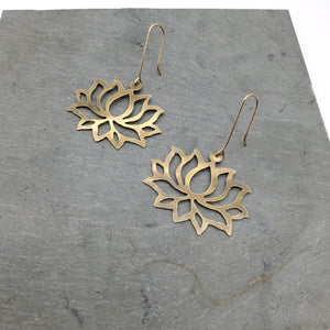 Brass Lotus Earrings