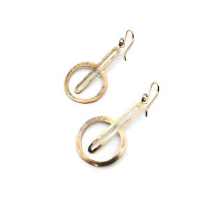 Brass Oval in Circle Earrings