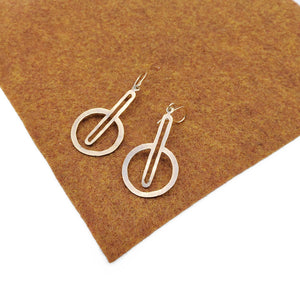 Brass Oval in Circle Earrings