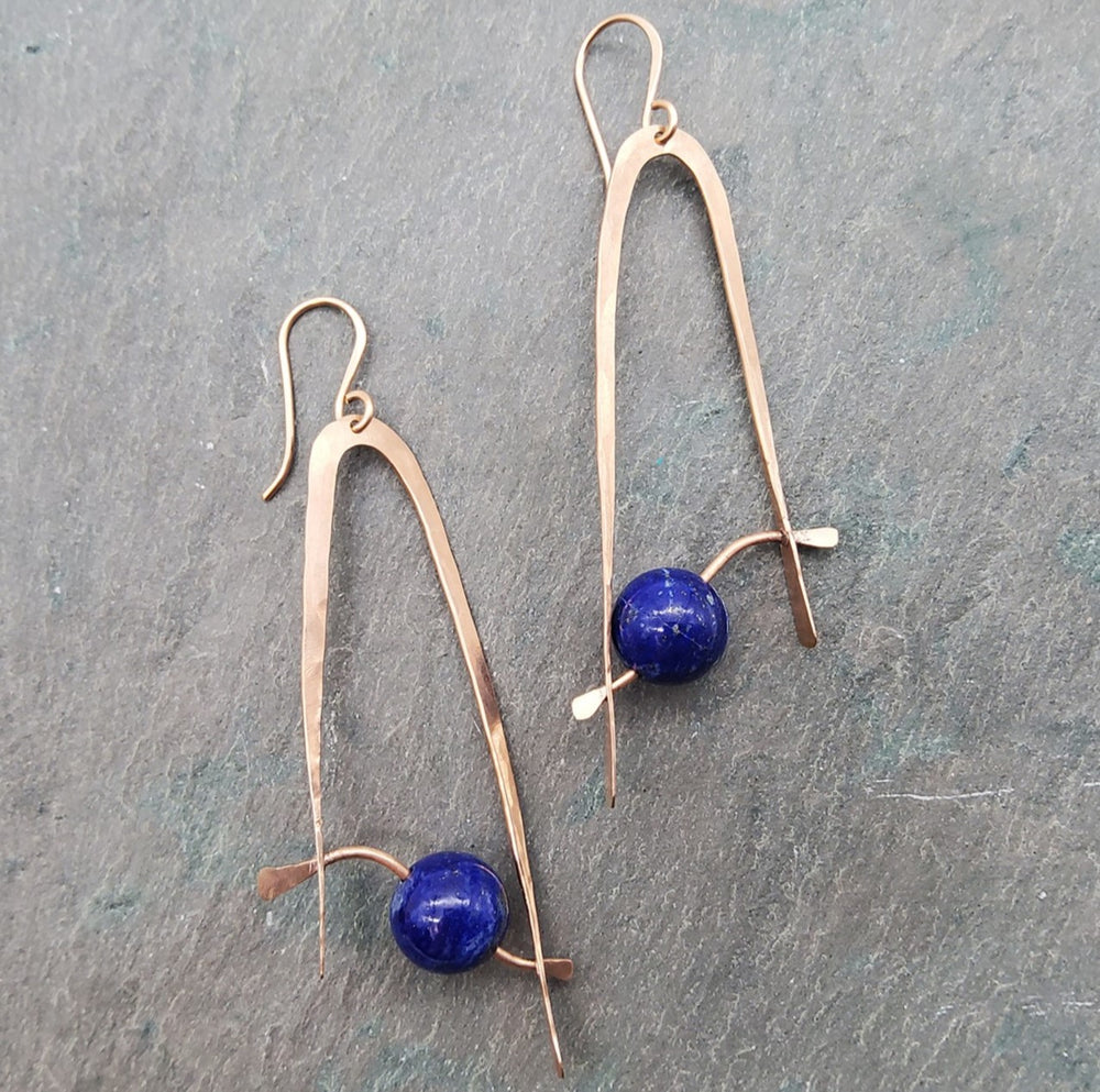 Rose Gold & Lapis Sphere Earrings