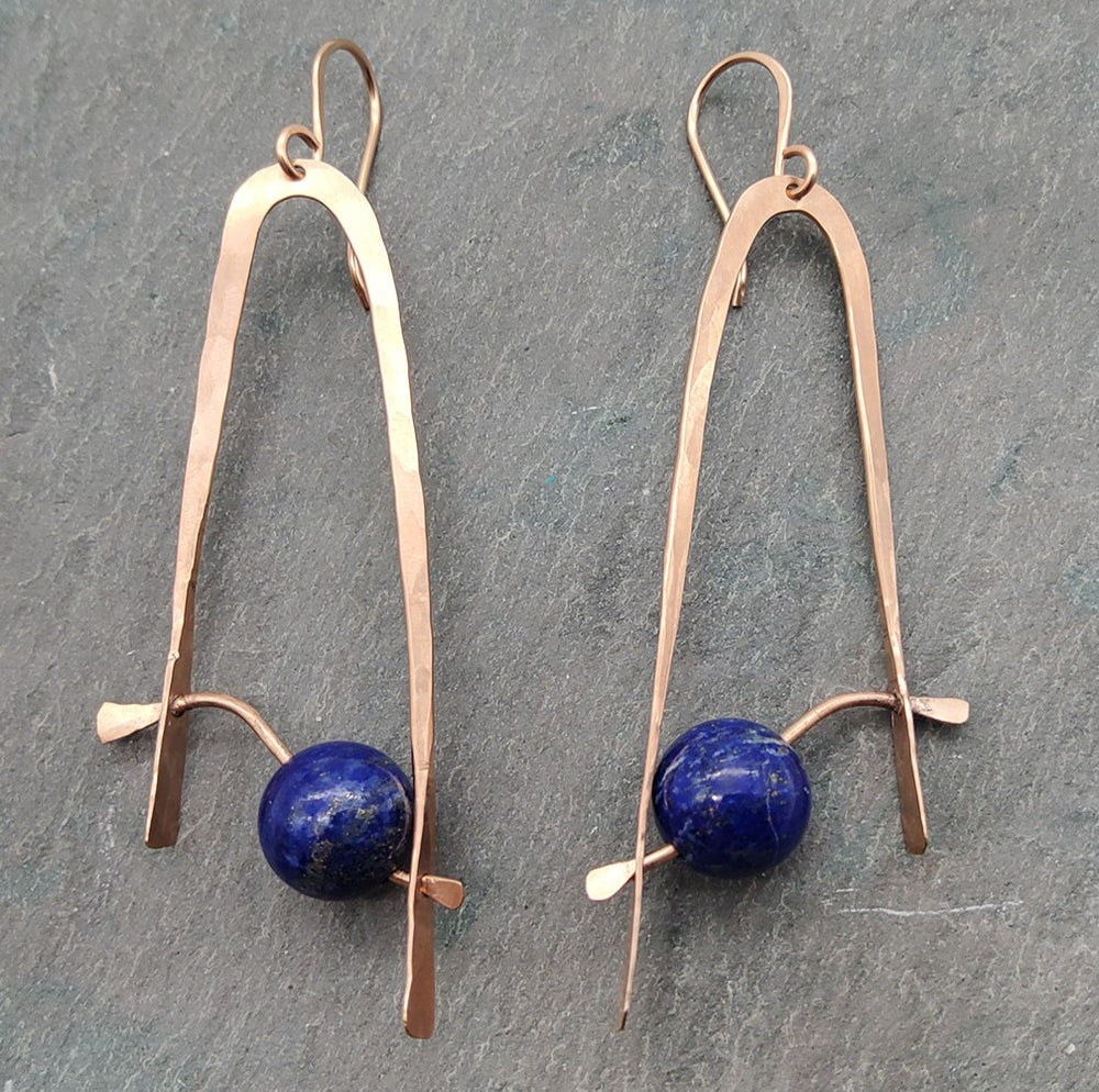 Rose Gold & Lapis Sphere Earrings
