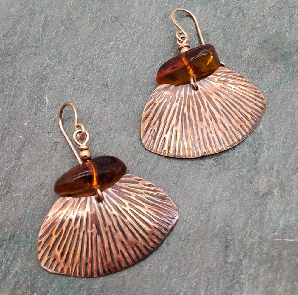Baltic Amber & Copper Earrings