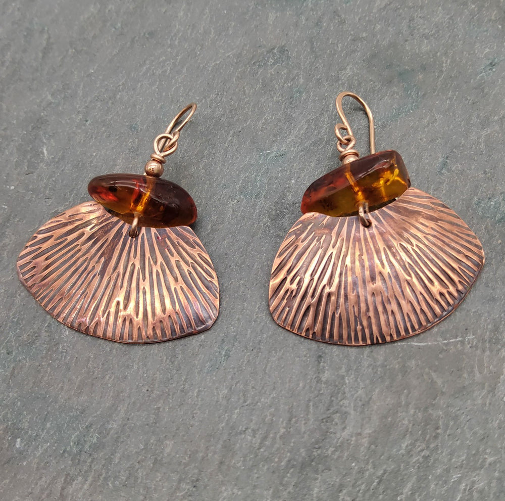 Baltic Amber & Copper Earrings