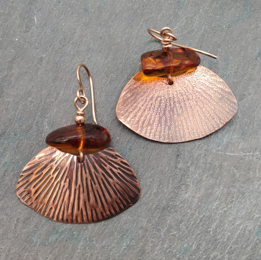 Baltic Amber & Copper Earrings
