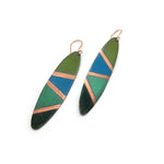 Blue & Green Color Block Oval Earrings