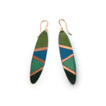 Blue & Green Color Block Oval Earrings
