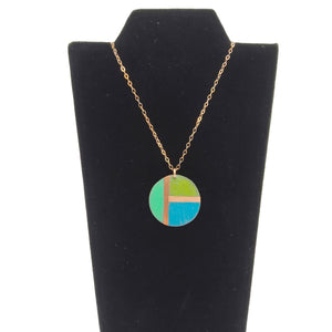 Blue & Green Color Block Circle Pendant