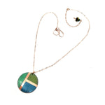 Blue & Green Color Block Circle Pendant