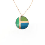 Blue & Green Color Block Circle Pendant