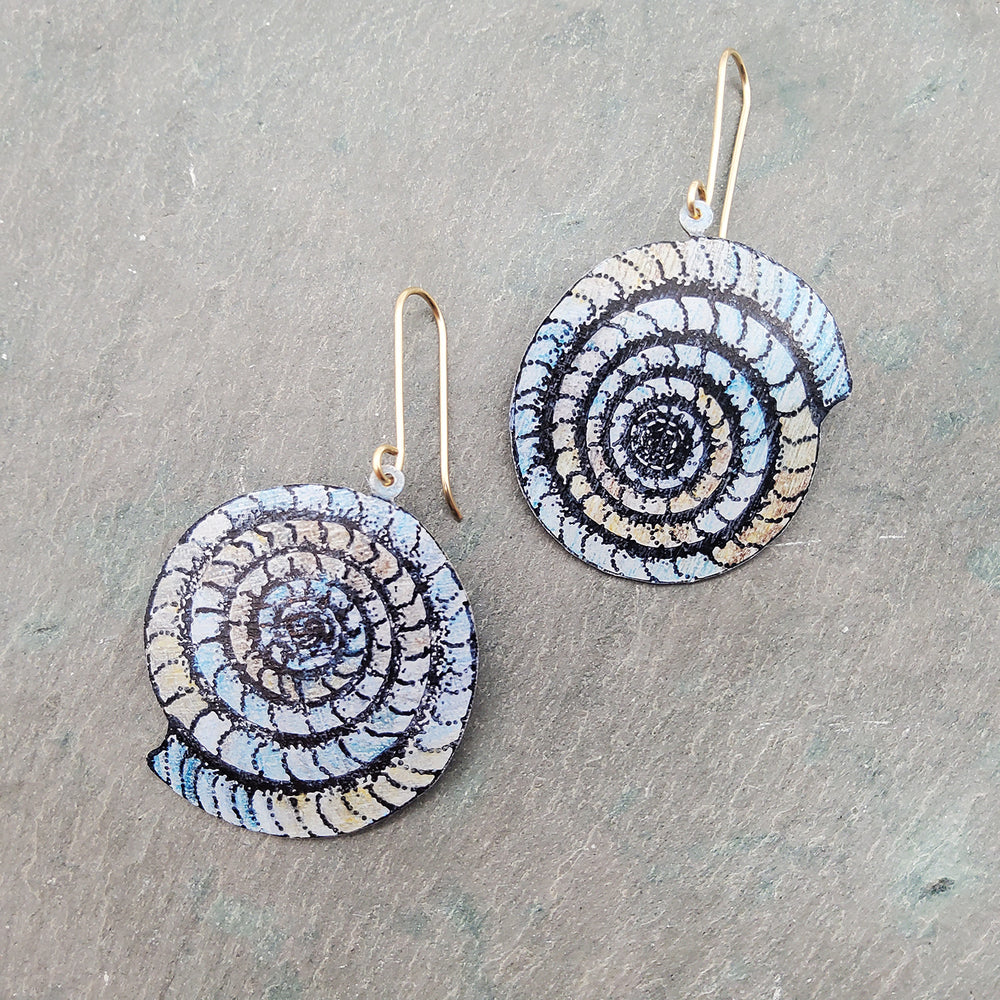 Blue Ammonite Earrings