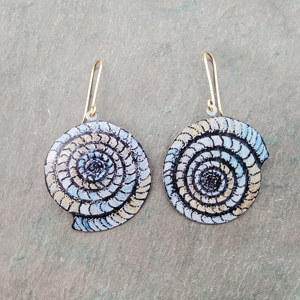 Blue Ammonite Earrings