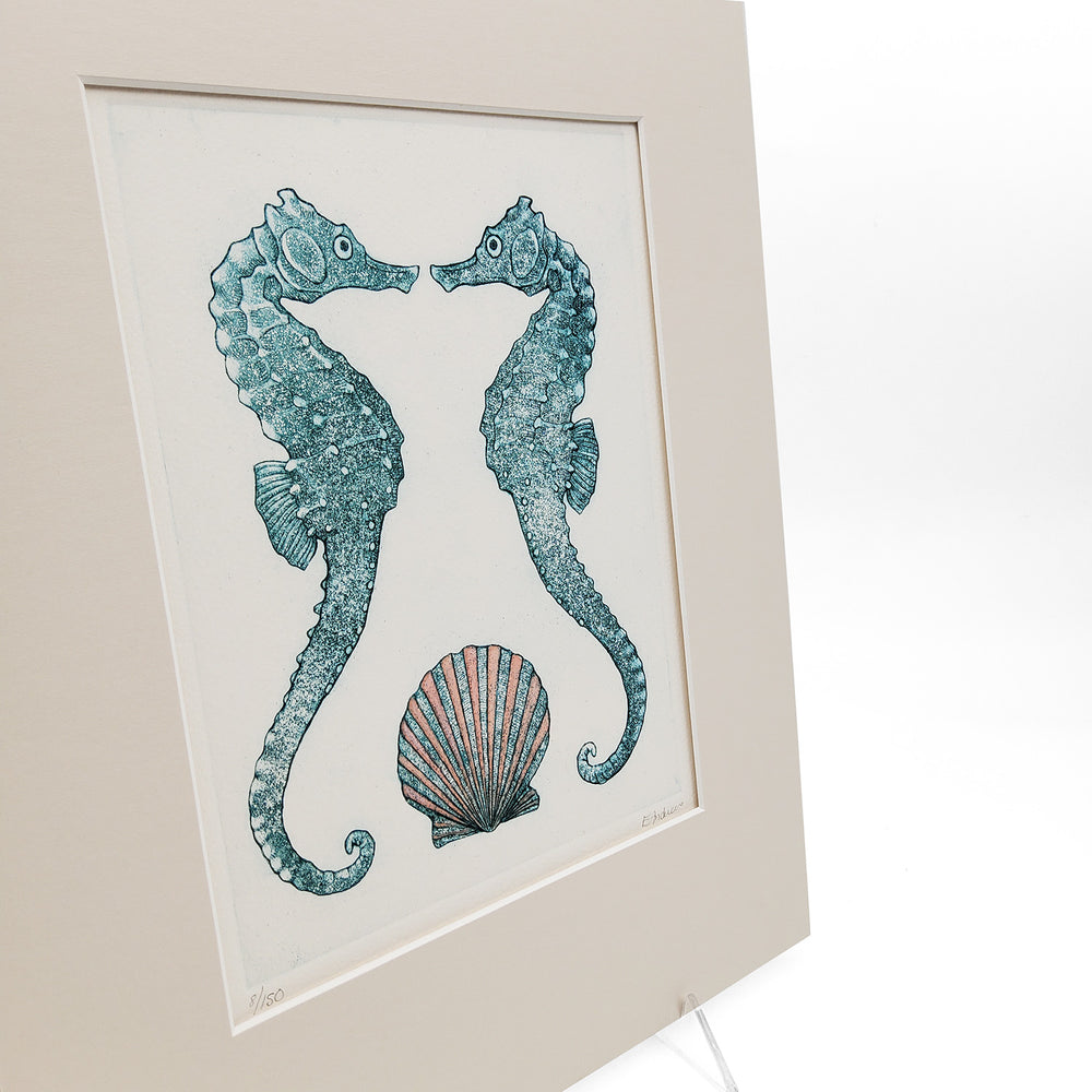 Two Seahorses Etching