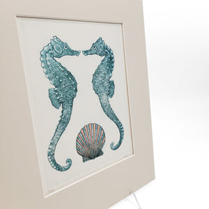 Two Seahorses Etching