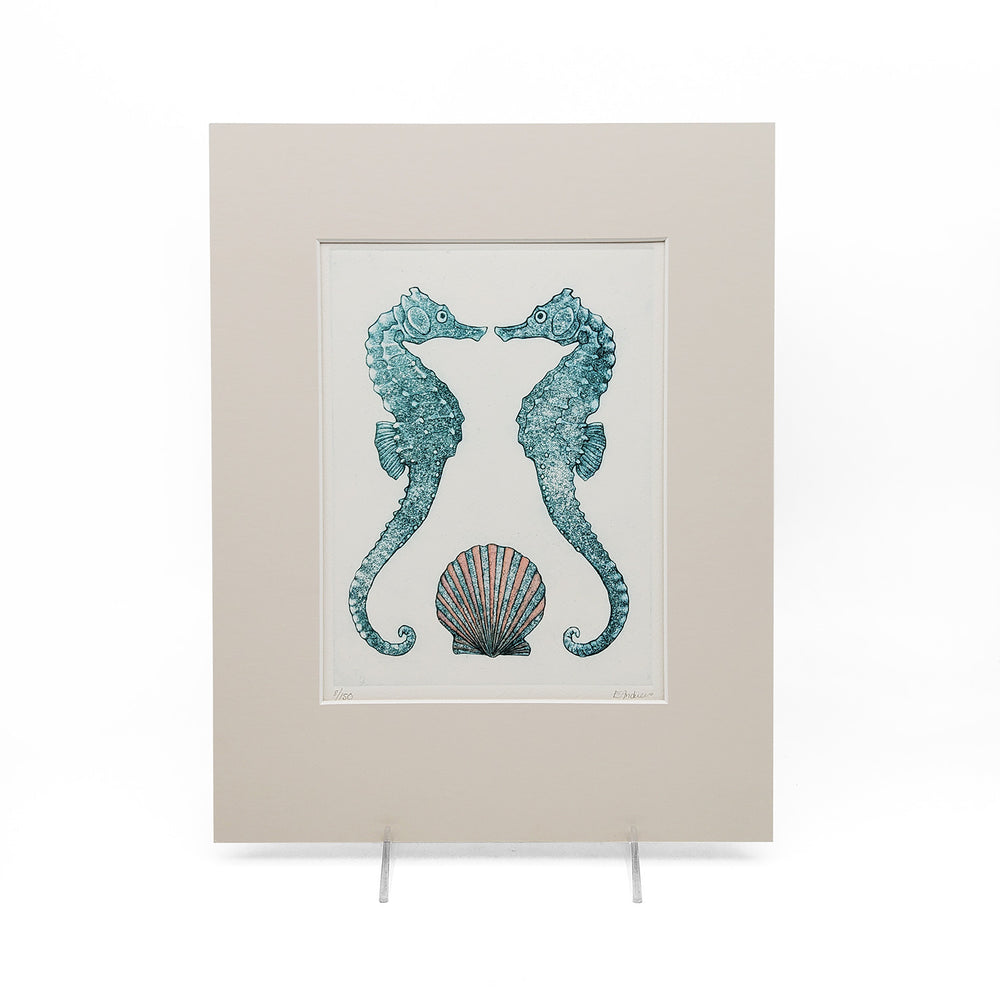 Two Seahorses Etching
