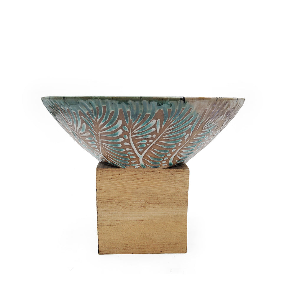 Large Carved Serving Bowl