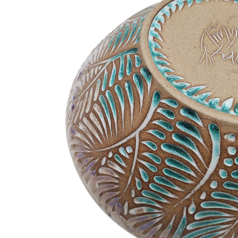 Large Carved Serving Bowl