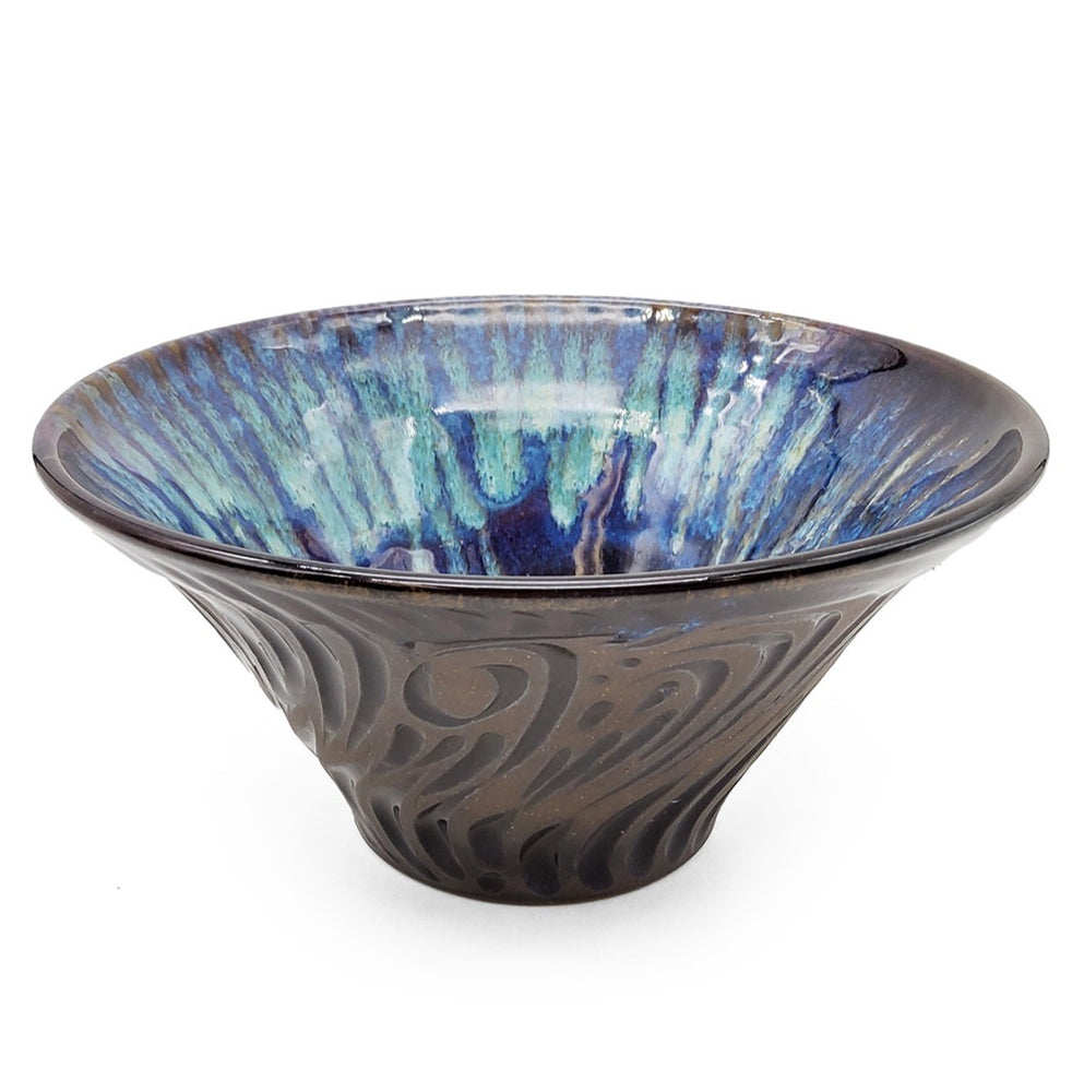 Deep Blue Carved Swirl Bowl