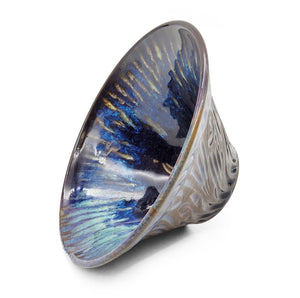Deep Blue Carved Swirl Bowl