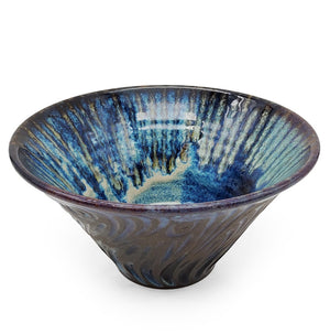 Deep Blue Carved Swirl Bowl