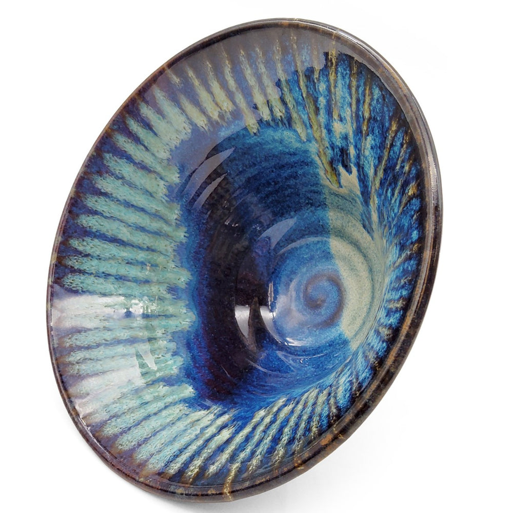 Deep Blue Carved Swirl Bowl
