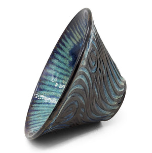 Deep Blue Carved Swirl Bowl