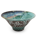 Soft Teal Carved Swirl Bowl