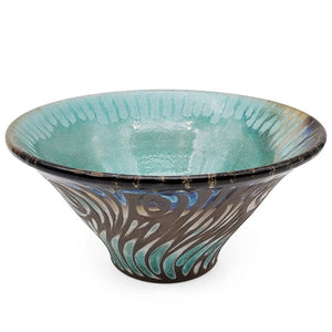 Soft Teal Carved Swirl Bowl
