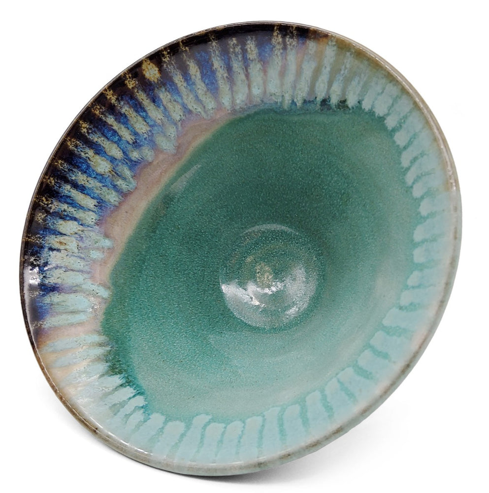 Soft Teal Carved Swirl Bowl