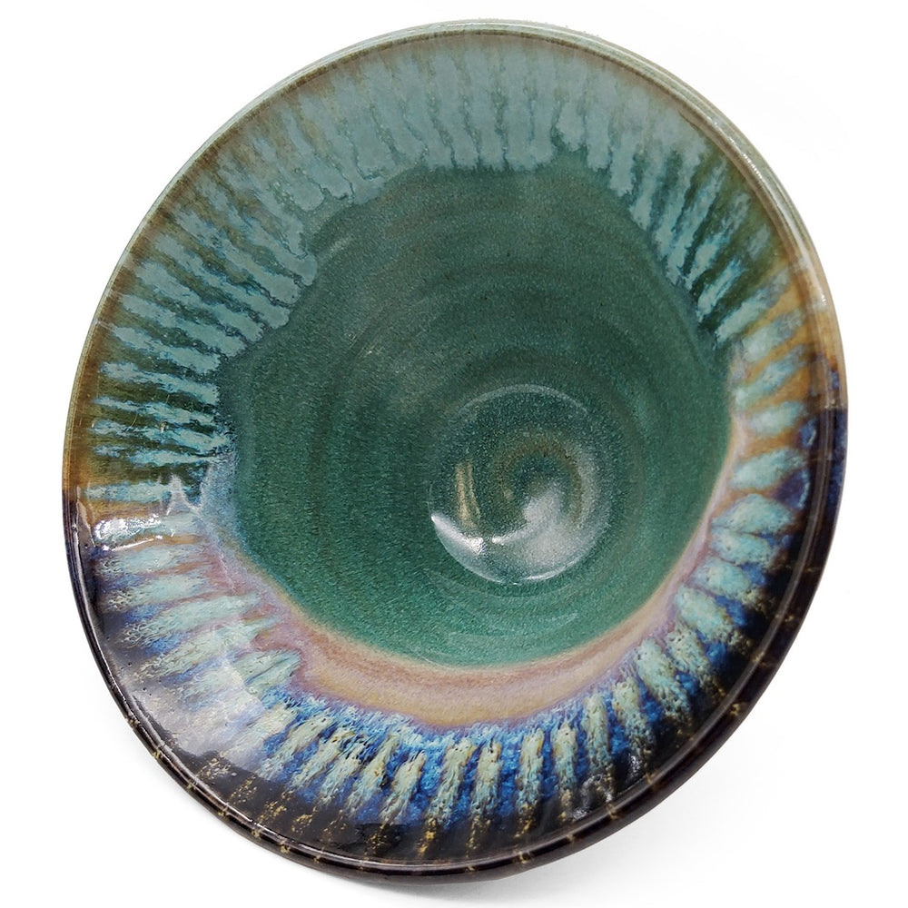 Soft Teal Carved Swirl Bowl