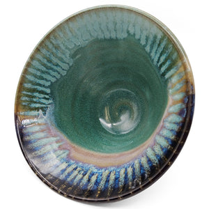 Soft Teal Carved Swirl Bowl