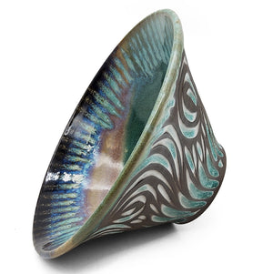 Soft Teal Carved Swirl Bowl