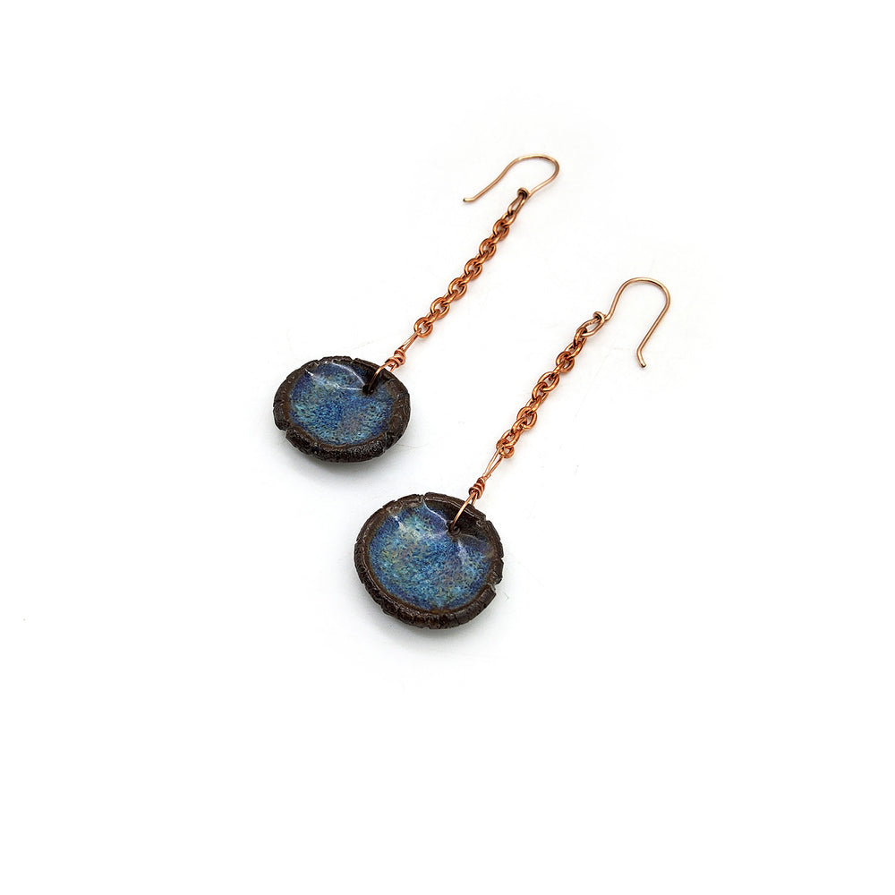Blue Glaze Ceramic Chain Earrings