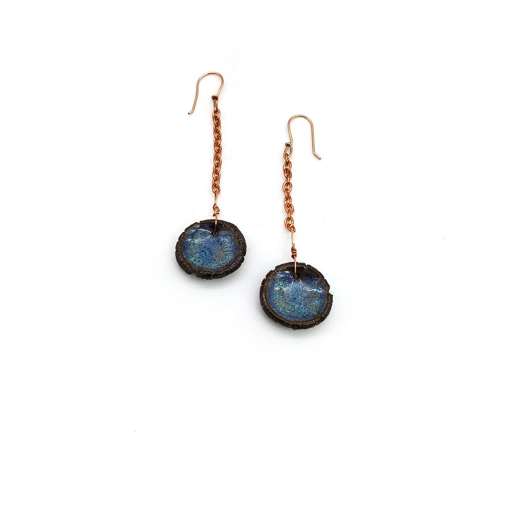 Blue Glaze Ceramic Chain Earrings
