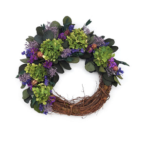 Green and Purple Dried Flower Wreath