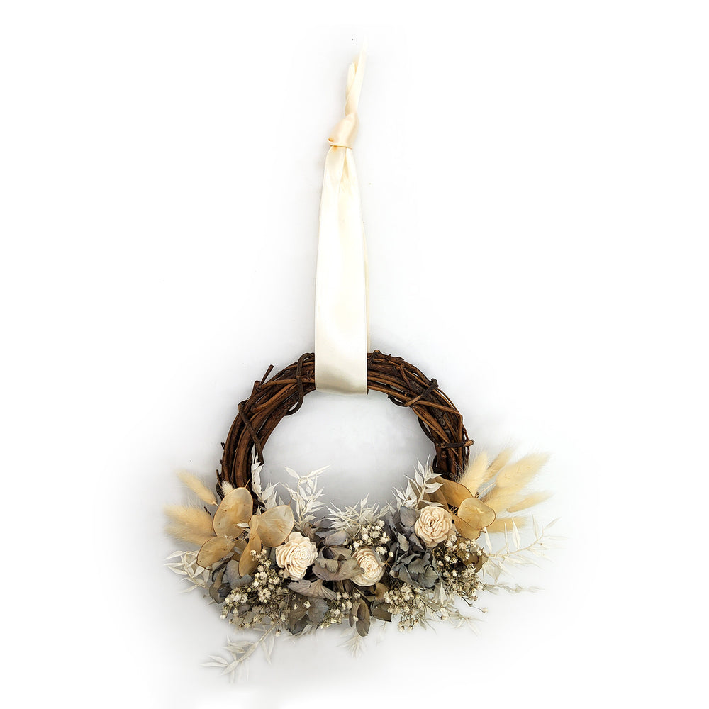 Small White Ribbon Grapevine Wreath