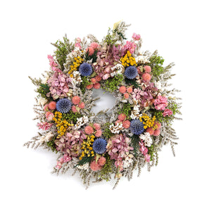 Pink and White German Statice Wreath