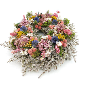 Pink and White German Statice Wreath