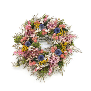 Pink and White German Statice Wreath