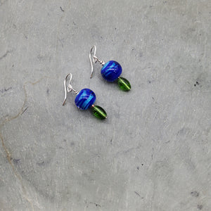 Blue and Green Beaded Earrings