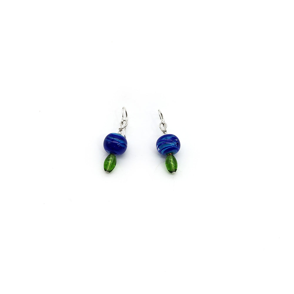Blue and Green Beaded Earrings