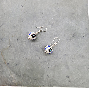 White Spotted Beaded Earrings