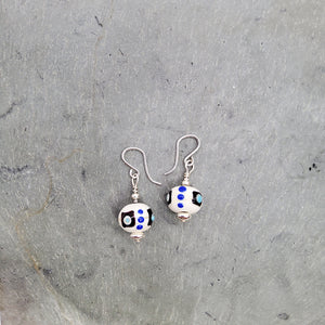 White Spotted Beaded Earrings