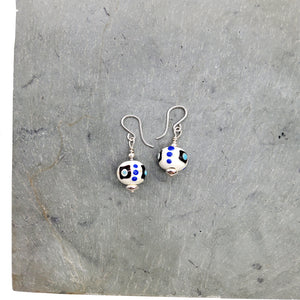 White Spotted Beaded Earrings