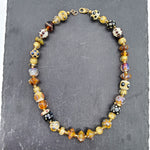 Gold Leaf and Polka Dot Beaded Necklace