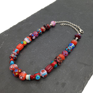 Red Lampwork Beaded Necklace