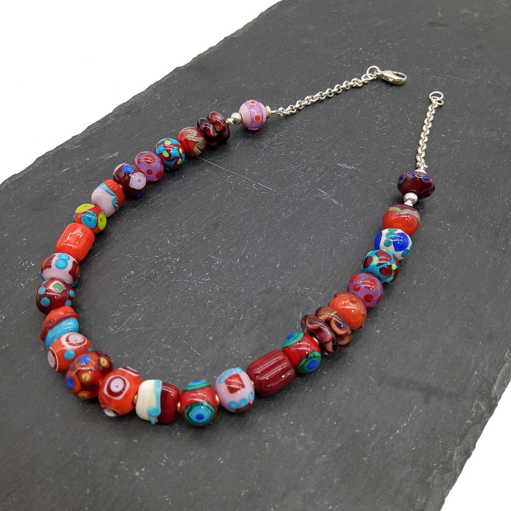 Red Lampwork Beaded Necklace